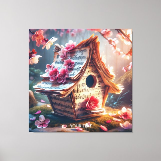 Fantasy Niedlich Birdhouse Notes Sakura Leinwanddruck (Vorderseite)