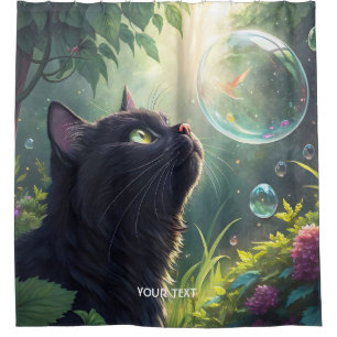Fantasy Niedlich Black Cat Forest Duschvorhang