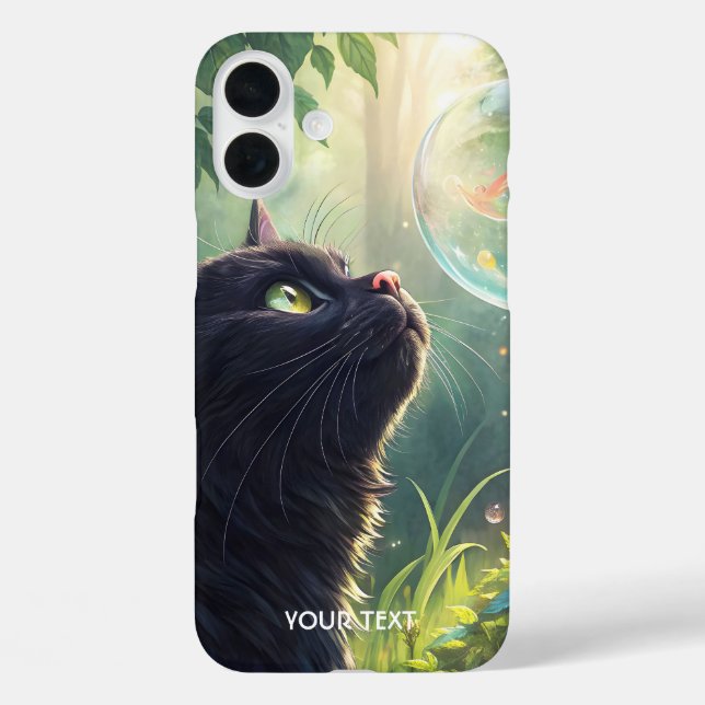Fantasy Niedlich Black Cat Forest iPhone 16 Plus Hülle (Rückseite)