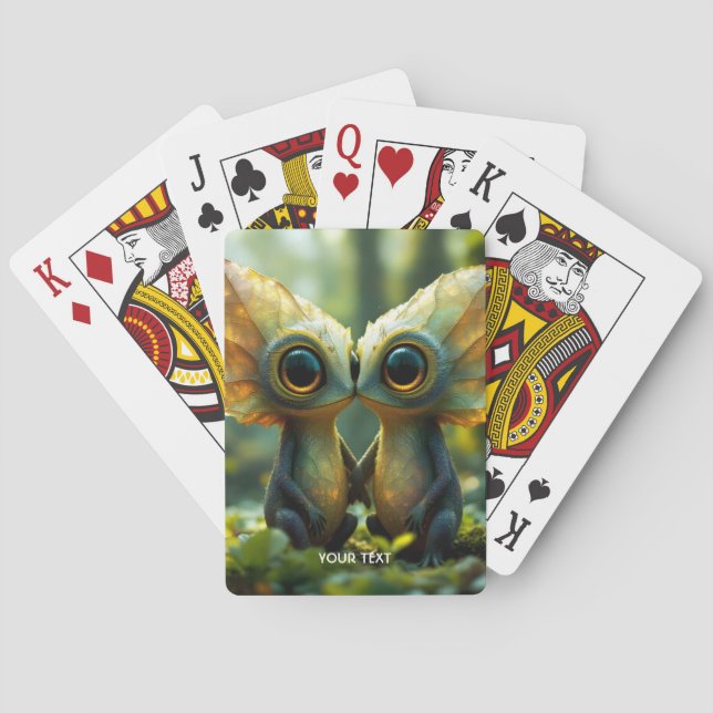 Fantasy Niedlich Blätter Forest Liebe Spielkarten (Rückseite)