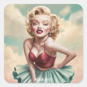 Fantasy Niedlich Blonde Girl Posing Quadratischer Aufkleber