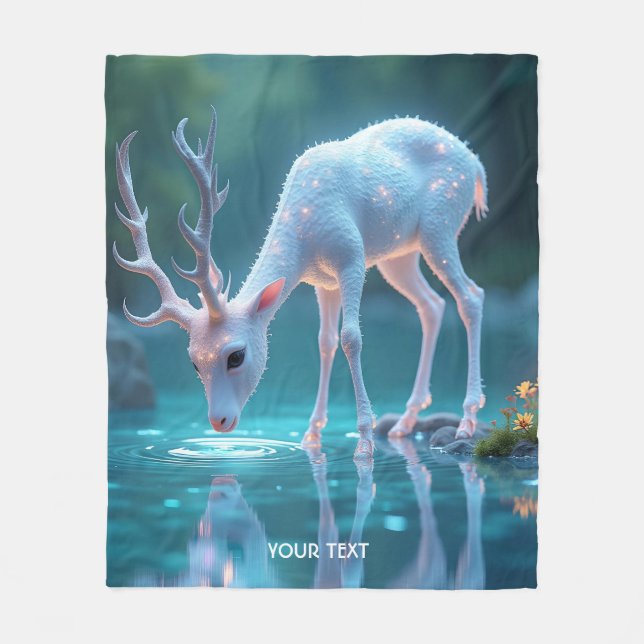 Fantasy Niedlich Blue Baby Deer Fleecedecke (Vorderseite)