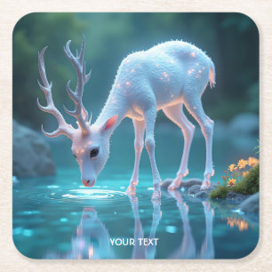Fantasy Niedlich Blue Baby Deer Rechteckiger Pappuntersetzer