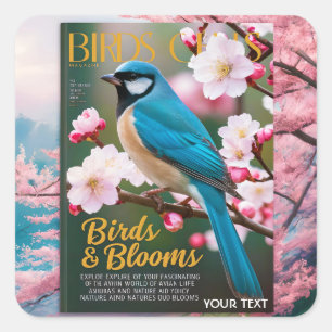 Fantasy Niedlich Blue Bird Magazin Quadratischer Aufkleber