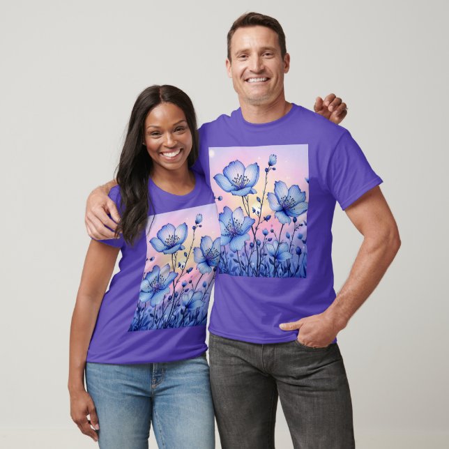 Fantasy Niedlich Blue Bllower Field T-Shirt (Unisex)