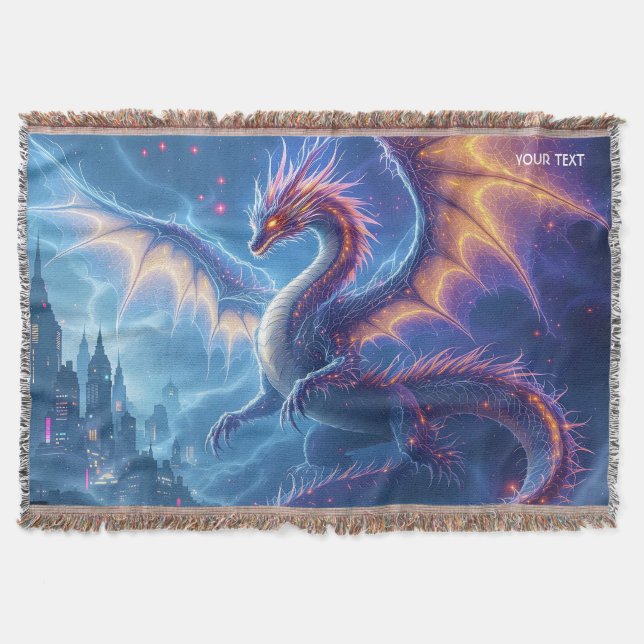 Fantasy Niedlich Blue Dragon City Decke (Vorderseite)