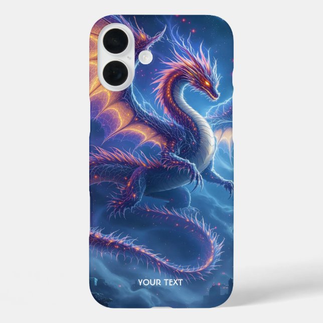 Fantasy Niedlich Blue Dragon City iPhone 16 Plus Hülle (Rückseite)