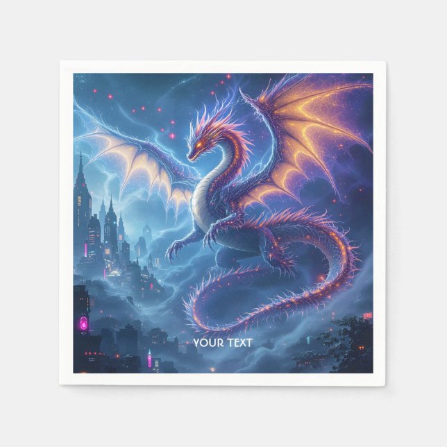 Fantasy Niedlich Blue Dragon City Serviette (Vorderseite)