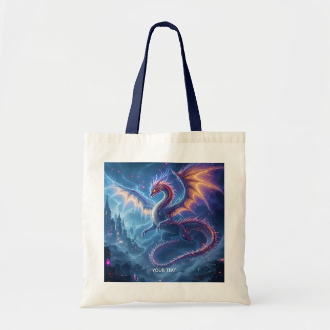Fantasy Niedlich Blue Dragon City Tragetasche (Vorne)