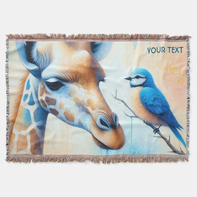 Fantasy Niedlich Blue Giraffe Bird Decke (Vorderseite)