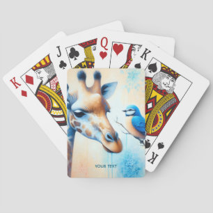Fantasy Niedlich Blue Giraffe Bird Spielkarten