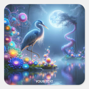 Fantasy Niedlich Blue Heres Lake Quadratischer Aufkleber