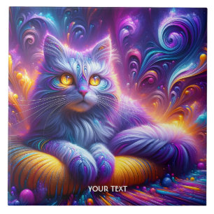 Fantasy Niedlich Blue Lila Cat Fliese