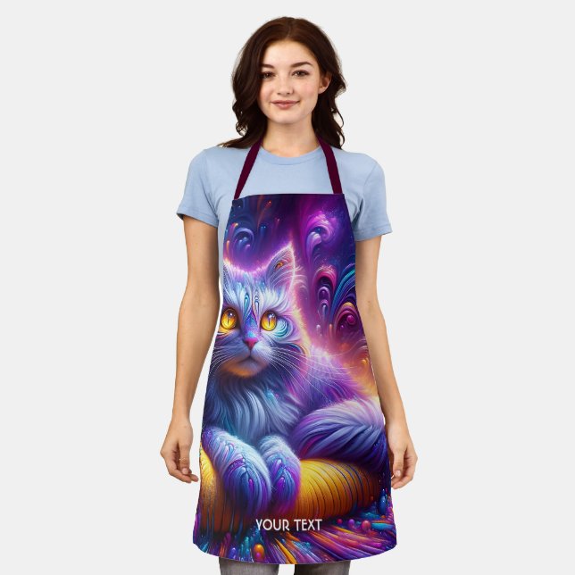 Fantasy Niedlich Blue Lila Cat Schürze (Getragen)