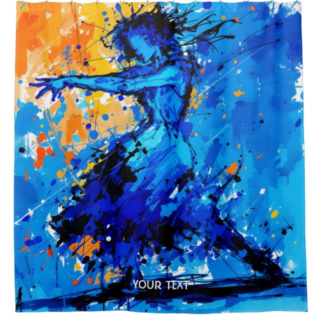 Fantasy Niedlich Blue Orange Dancer Duschvorhang (Vorderseite)