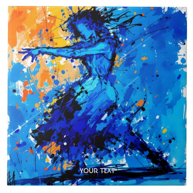 Fantasy Niedlich Blue Orange Dancer Fliese (Vorderseite)