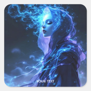 Fantasy Niedlich Blue Violet Girl Quadratischer Aufkleber
