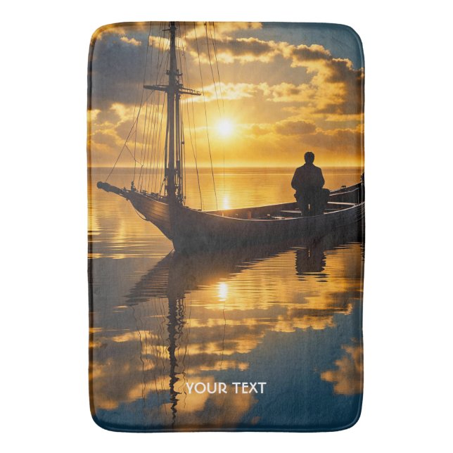 Fantasy Niedlich Boat Sunset Sea Badematte (Vorderseite Vertikal)