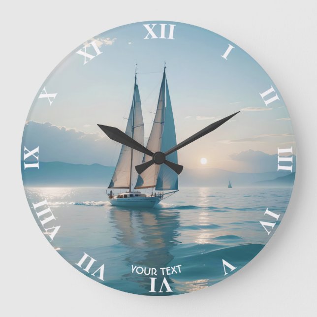 Fantasy Niedlich Boote Sun Große Wanduhr (Vorderseite)
