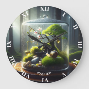 Fantasy Niedlich Bottle Sakura Snail Große Wanduhr