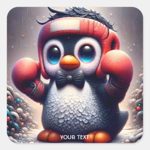 Fantasy Niedlich Boxing Bird Quadratischer Aufkleber