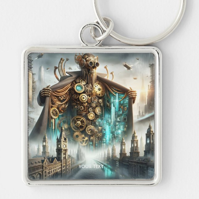 Fantasy Niedlich Bridge Steampunk Robot Schlüsselanhänger (Vorne)