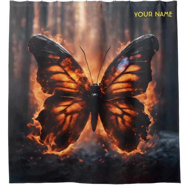 Fantasy Niedlich Butterfly Fire Forest Duschvorhang (Vorderseite)