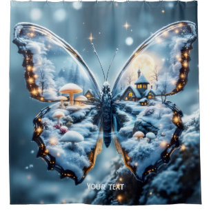 Fantasy Niedlich Butterfly Pilze Winter Duschvorhang