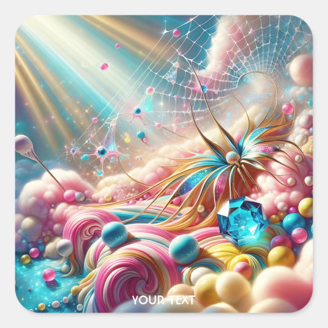 Fantasy Niedlich Candy Web Light Quadratischer Aufkleber (Vorderseite)