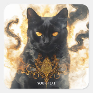 Fantasy Niedlich Cat Black Smoke Quadratischer Aufkleber