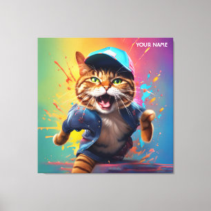 Fantasy Niedlich Cat Dancing Angesagt-Pop Leinwanddruck