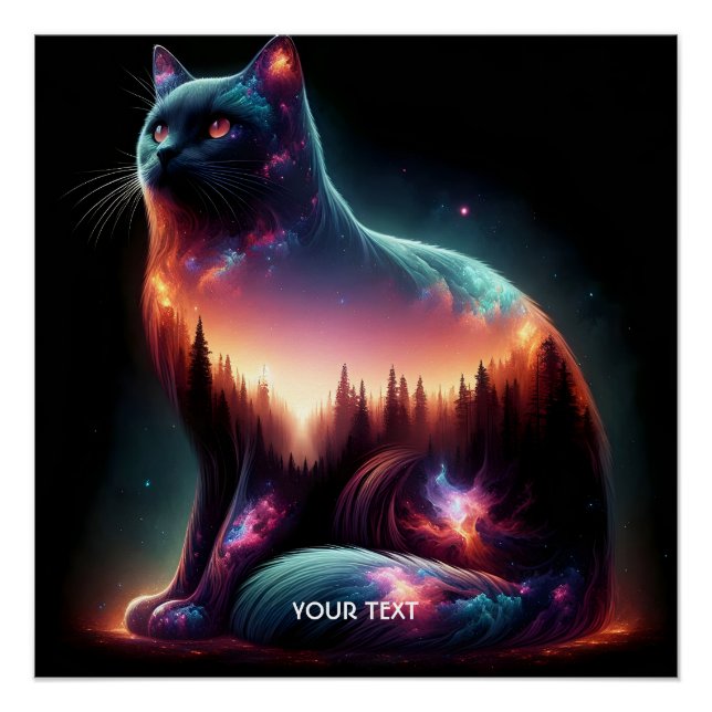 Fantasy Niedlich Cat Double Exposition Poster (Vorderseite)