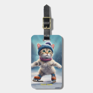 Fantasy Niedlich Cat Figure Skaten. Gepäckanhänger