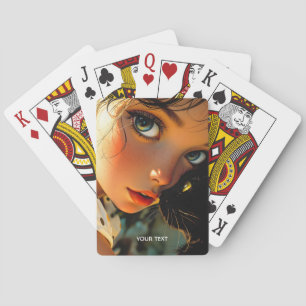 Fantasy Niedlich Cat Girl Freckles Spielkarten