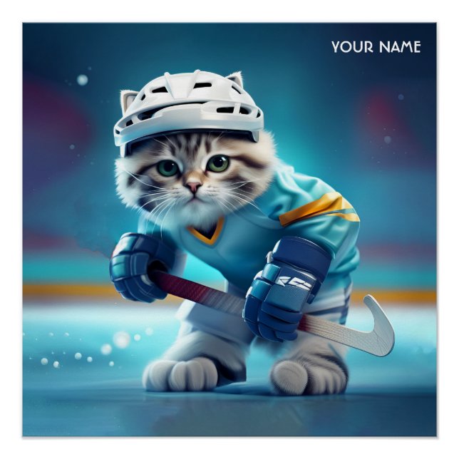 Fantasy Niedlich Cat Hockey Uniform Poster (Vorderseite)