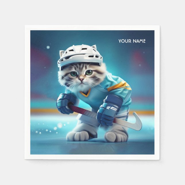 Fantasy Niedlich Cat Hockey Uniform Serviette (Vorderseite)