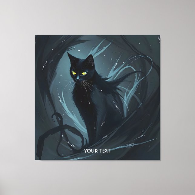 Fantasy Niedlich Cat Night Black Leinwanddruck (Vorderseite)