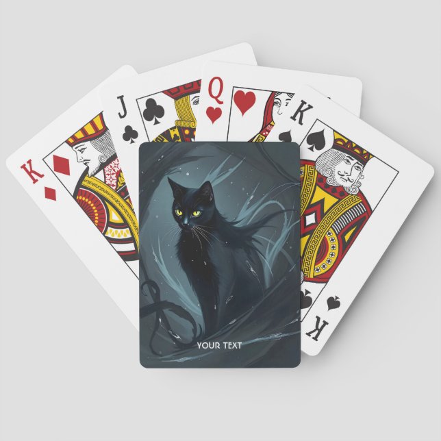 Fantasy Niedlich Cat Night Black Spielkarten (Rückseite)