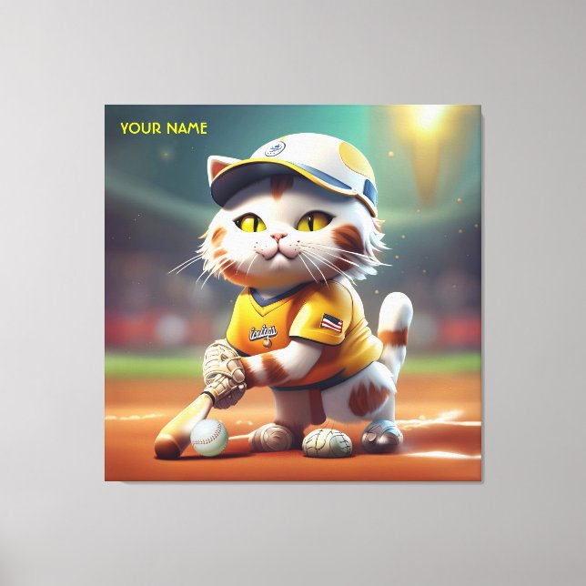 Fantasy Niedlich Cat Softball Uniform Leinwanddruck (Vorderseite)
