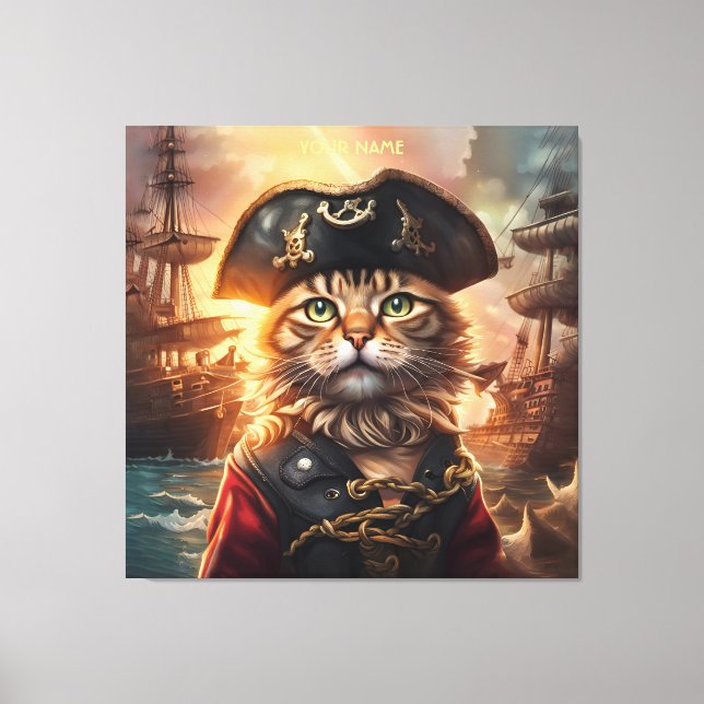 Fantasy Niedlich Chat Pirate Hat Leinwanddruck (Vorderseite)