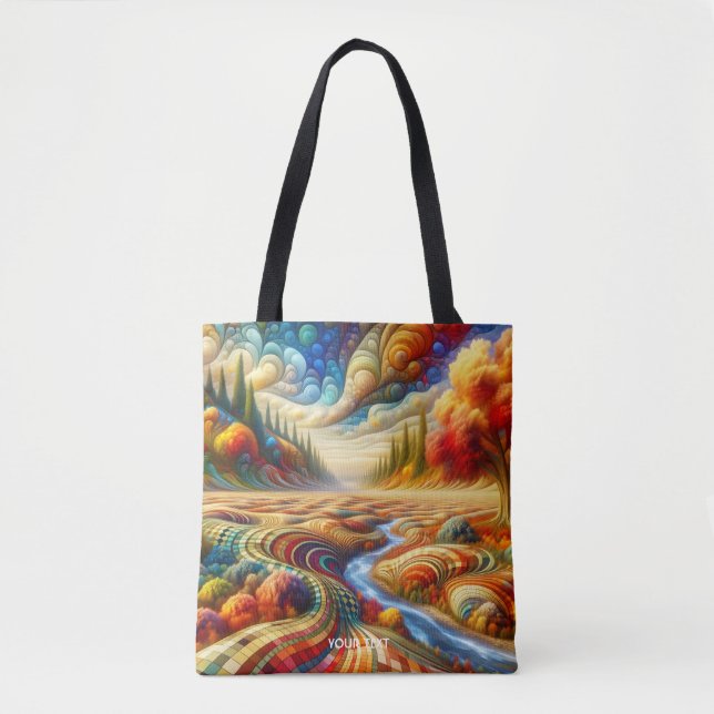 Fantasy Niedlich Checkered Surreal Landschaft Tasche (Vorderseite)
