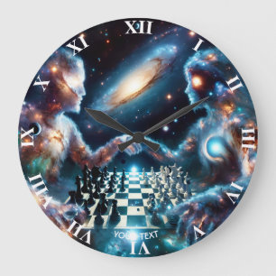 Fantasy Niedlich Chess Space Stars Große Wanduhr