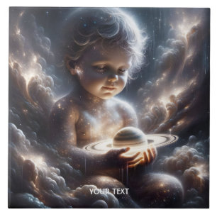 Fantasy Niedlich Child Space Stars Fliese