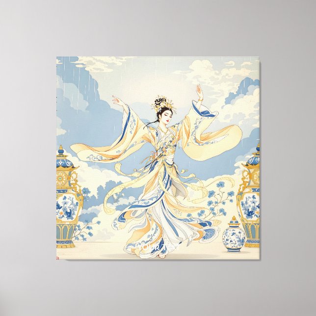 Fantasy Niedlich Chinese Dancer Print Leinwanddruck (Vorderseite)