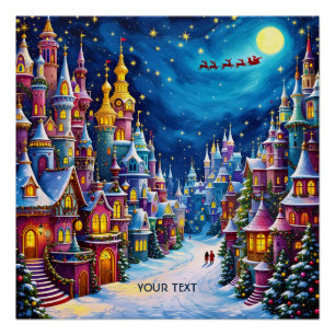 Fantasy Niedlich Christmas Eve Town Poster