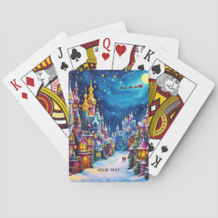 Fantasy Niedlich Christmas Eve Town Spielkarten