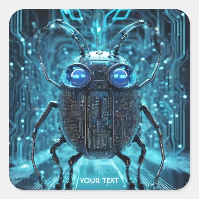 Fantasy Niedlich Circuit Board Bug Quadratischer Aufkleber (Vorderseite)