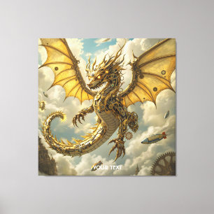 Fantasy Niedlich Clockwork Dragon Skies Leinwanddruck