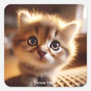 Fantasy Niedlich Closeup Kleine Kitten Quadratischer Aufkleber