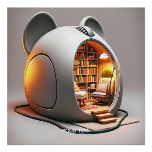 Fantasy Niedlich Computer Mouse House Poster